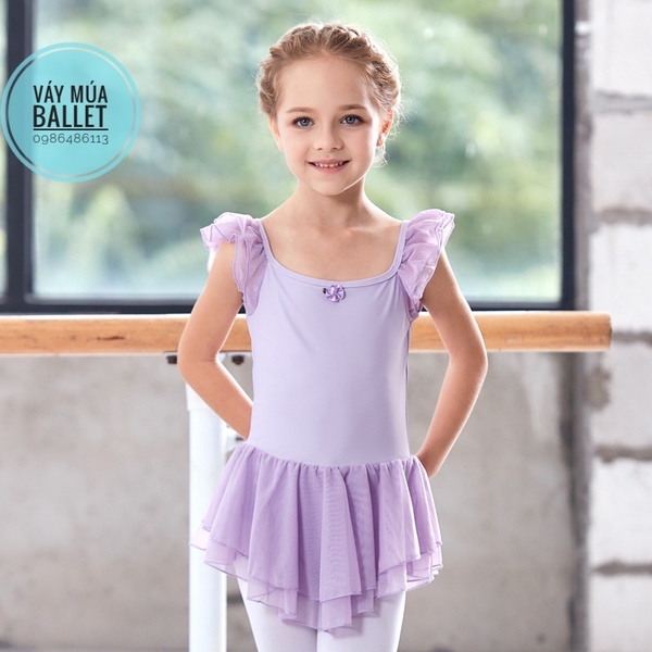 Váy tập múa tiên voan 2 tầng (hồng, xanh, tím, đen)