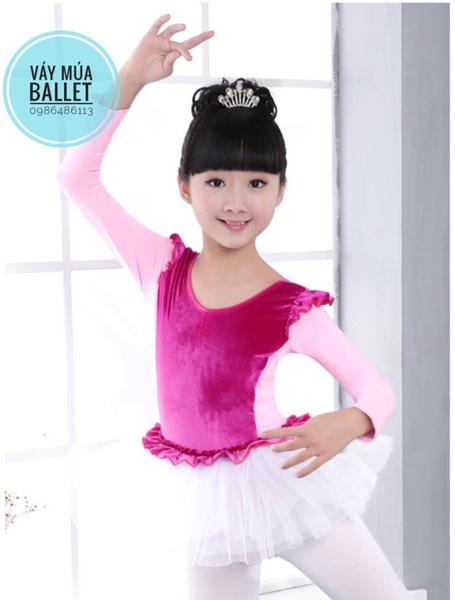 Váy múa phối nhung bèo hồng