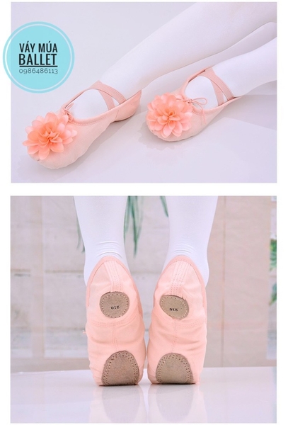 Giày vải múa hoa to (hồng, kem)