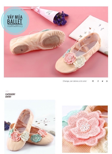 Giày vải múa ba hoa