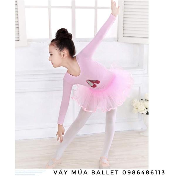 Váy múa kimsa giày hồng dài tay