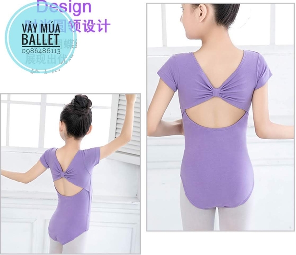 Set áo váy múa tím phối trắng