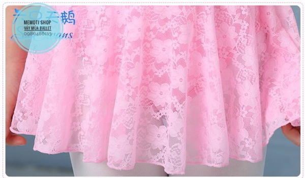 Váy tập múa ren ngắn tay (trắng, hồng)
