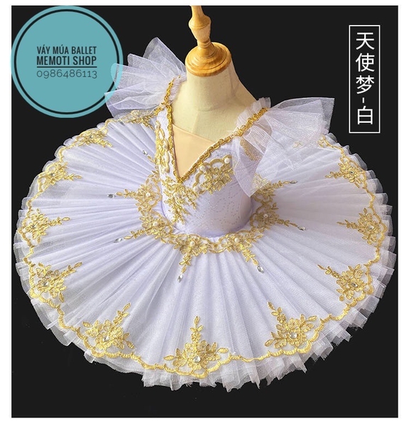 Set váy múa biểu diễn kèm quần tất, vương miện, hoa tay