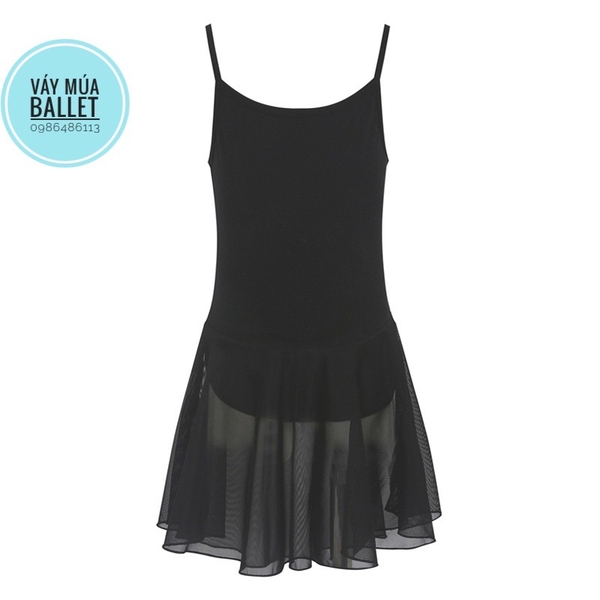 Váy tập múa 2 dây đan lưng (hồng, tím, xanh, đen)