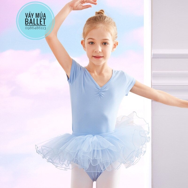 Set áo váy múa vạt chéo lưng ngắn