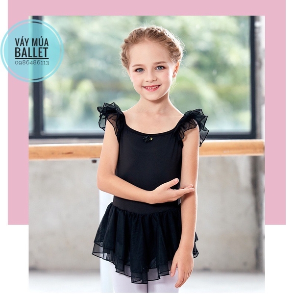 Váy tập múa tiên voan 2 tầng (hồng, xanh, tím, đen)