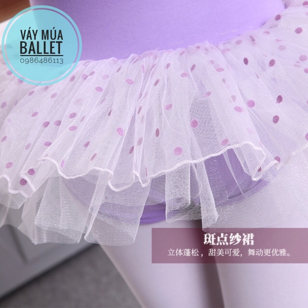 Váy múa tay phối nhung tím