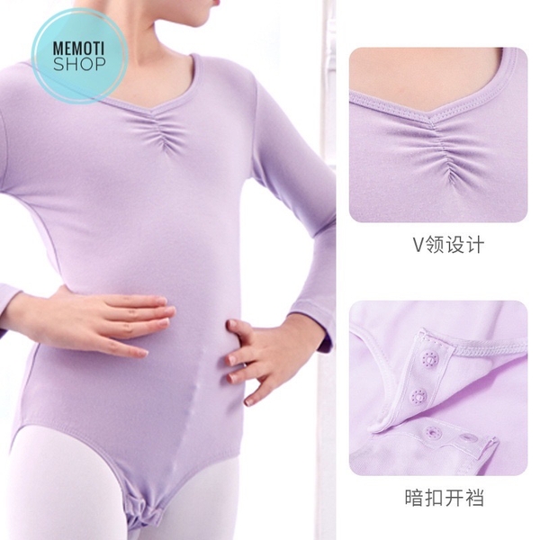 Áo tập múa basic dài tay (tím, hồng)