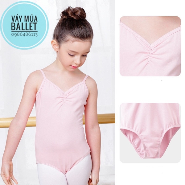 Áo tập múa 2 dây khoét lưng (đen, hồng, xanh)