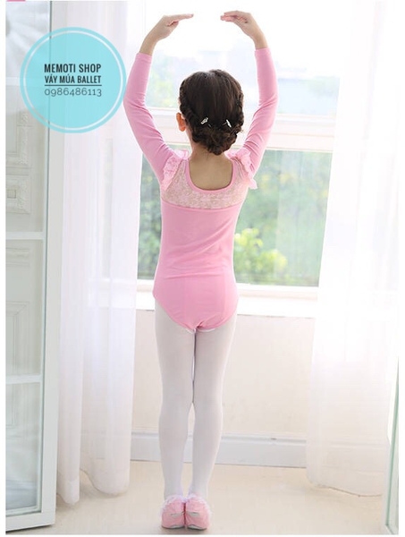 Set váy múa ren nơ dài tay (tím, hồng)