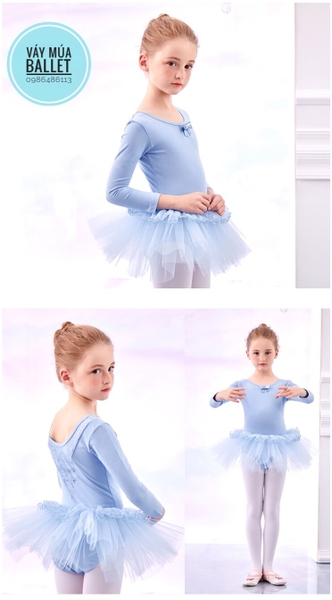 Váy múa nơ bèo lấp lánh dài (nhiều màu)