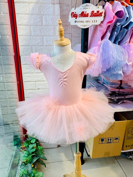 Váy múa cotton đá tiên voan hoa bồng