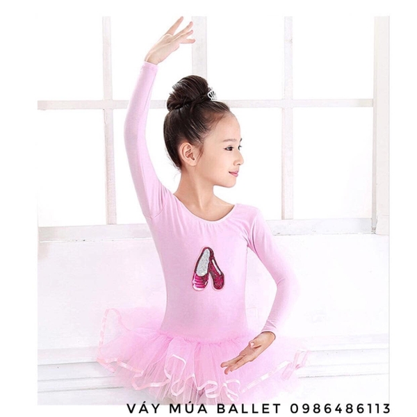 Váy múa kimsa giày đen dài tay