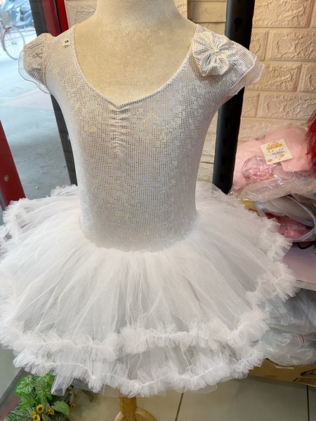Váy múa tay tiên thun lấp lánh tutu trắng