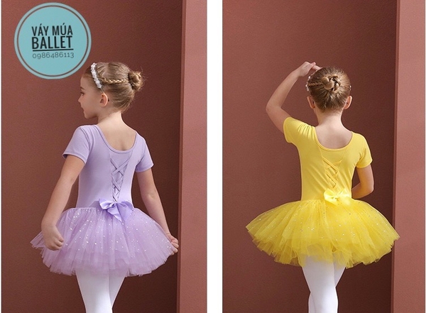 Váy múa đan lưng sao ngắn tay (nhiều màu)