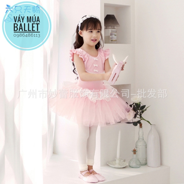 Váy múa cầu ngực ren 3 nơ