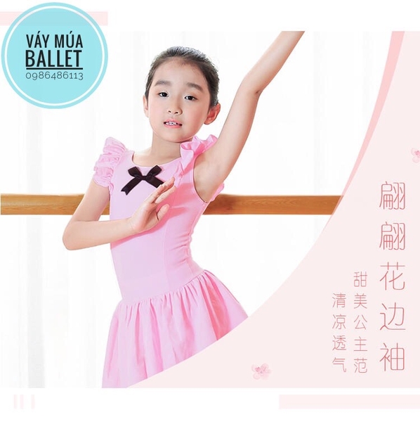 Váy tập múa cotton nơ tay tiên