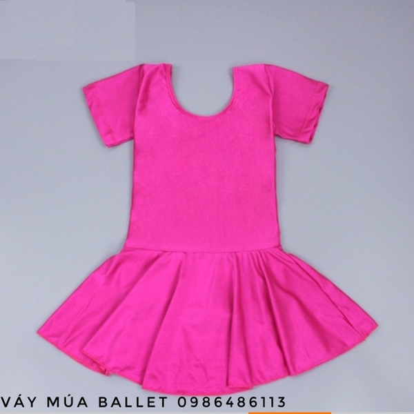 Váy tập múa thun ngắn tay hồng đậm