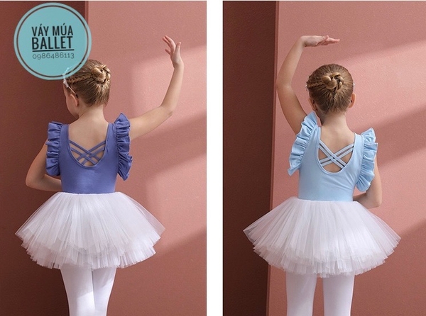 Set áo váy múa bèo vai đan lưng (nhiều màu)