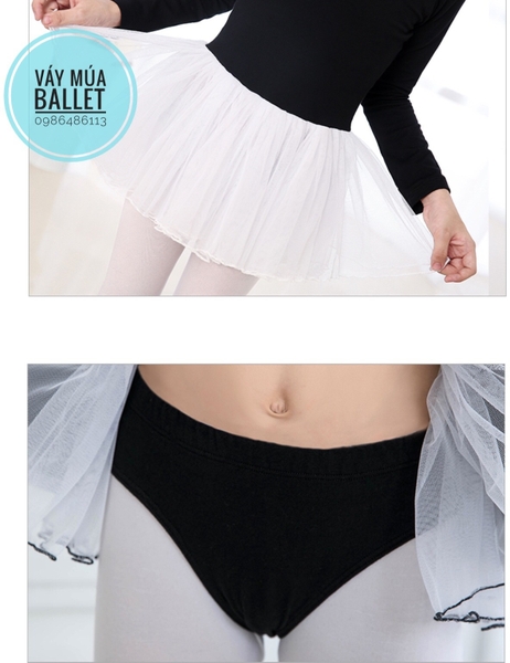 Váy múa voan mềm phối màu dài tay