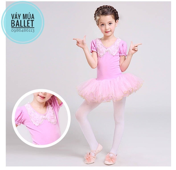 Váy múa ren cổ sen