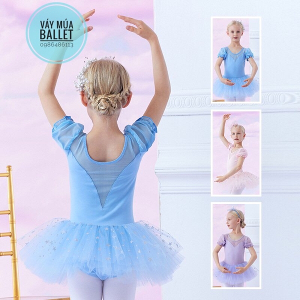 Váy múa phối ren sao tay bồng