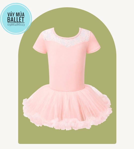 Váy múa ren tutu ngắn tay (hồng, xanh, đen)