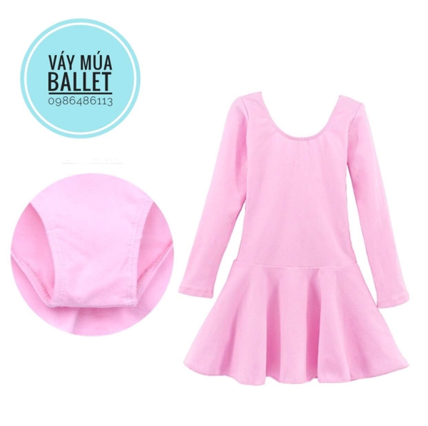 Váy ballet tập cotton dài hồng