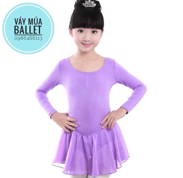 Váy tập múa voan dài tay (hồng, tím)