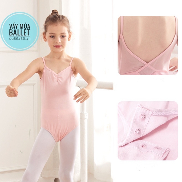 Set áo váy múa 2 dây vạt chéo lưng (tím, xanh, hồng)