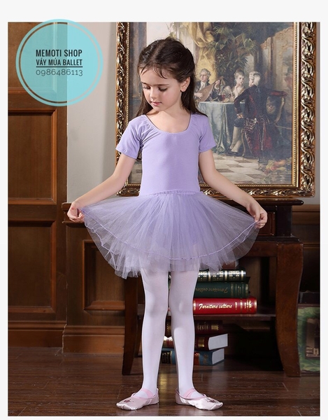 Váy múa ballet ngắn tay (hồng, tím, trắng, đậm)