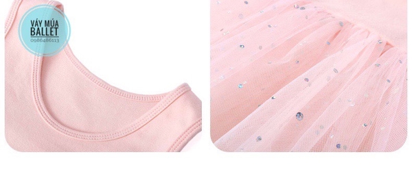 Váy múa ba lỗ sao lấp lánh (tím, đen, hồng)