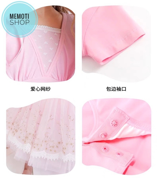 Váy múa đáp ngực phối chân ren tay ngắn (tím, xanh, hồng)