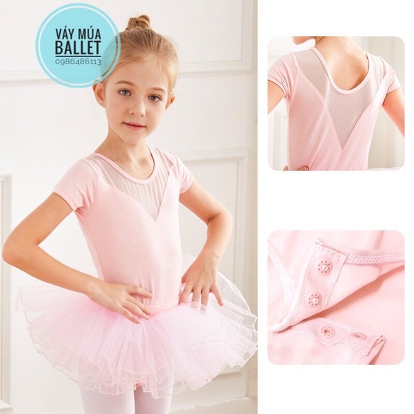 Set áo váy múa V lưng dài tay (xanh, hồng)