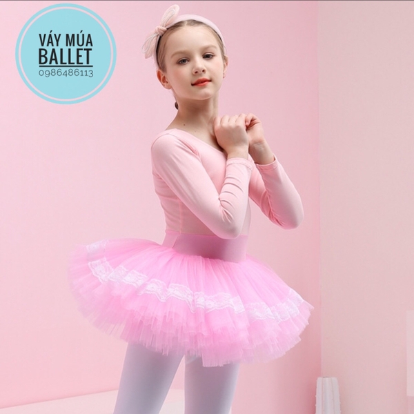 Váy múa viền ren dài tay