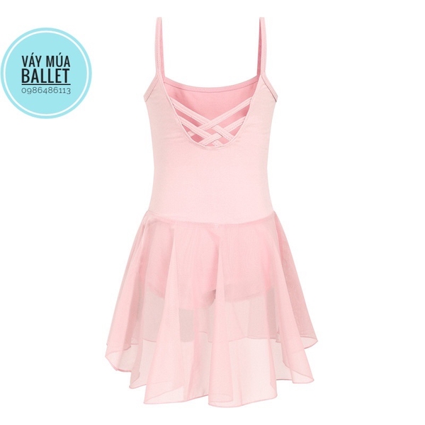 Váy tập múa 2 dây đan lưng (hồng, tím, xanh, đen)