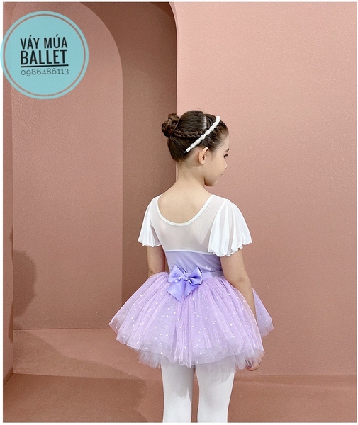 Set áo váy múa tiên đáp ngực sao tím