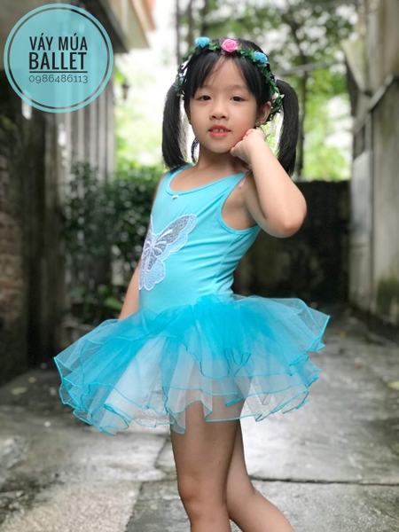 Váy múa ba lỗ kimsa bướm xanh