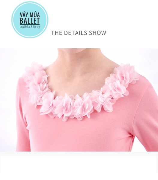 Váy múa hoa cổ sao dài tay (kem, hồng, tím, xanh)