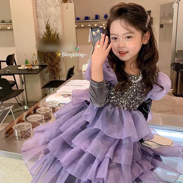 Váy công chúa kimsa tím bồng bềnh s110