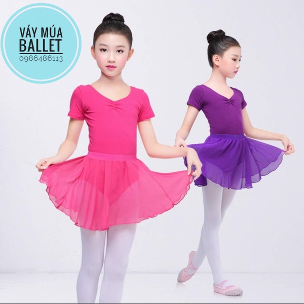 Set áo váy tập múa tay ngắn (tím, hồng, đen, đậm)