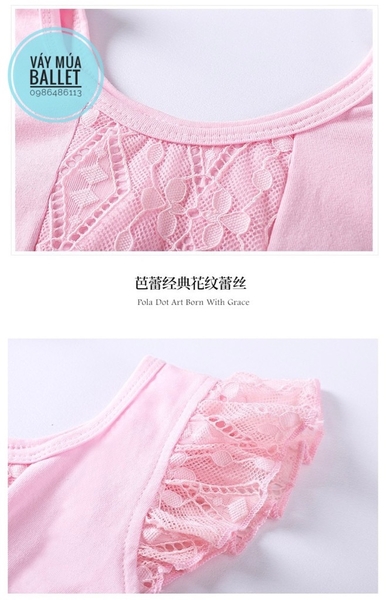Váy múa tay tiên phối ren ngực (xanh, hồng)