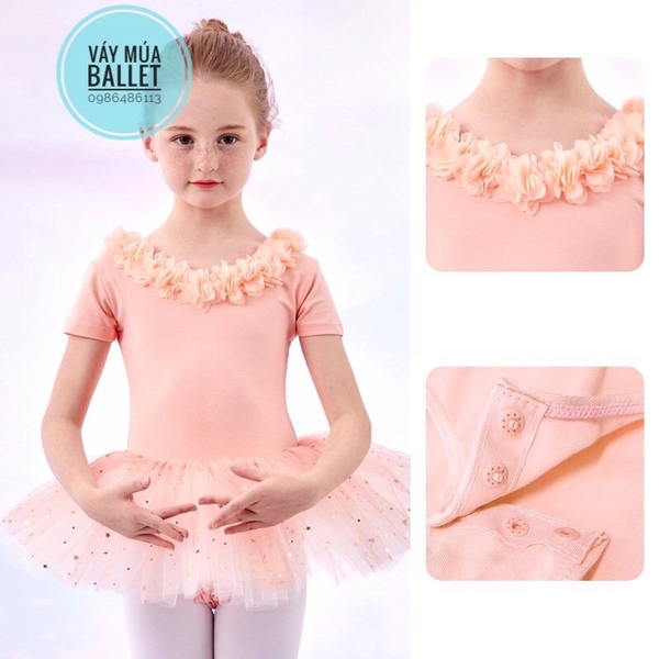 Váy múa hoa cổ sao ngắn (nude, hồng, xanh, tím)