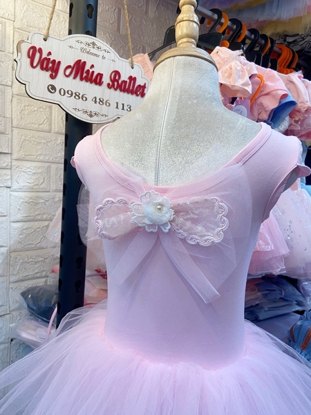 Váy múa ren ngực nơ lưng tay hến