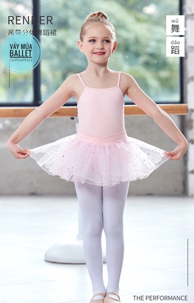 Váy múa 2 dây sao lấp lánh (đen, tím, hồng)