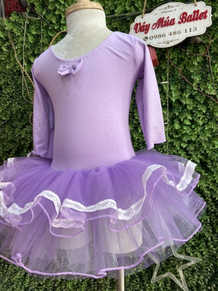 Váy múa đan lưng tay lỡ tím