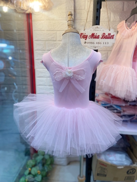 Váy múa ren ngực nơ lưng tay hến