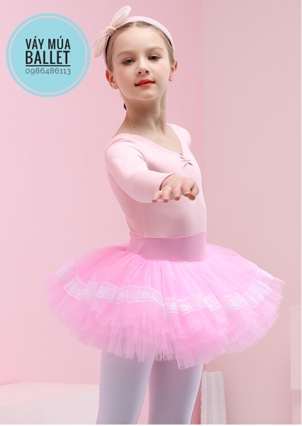 Váy múa viền ren dài tay