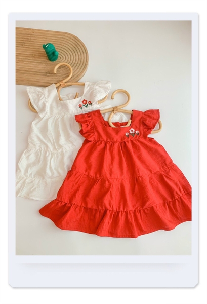 Váy tơ đũi thêu hoa s2